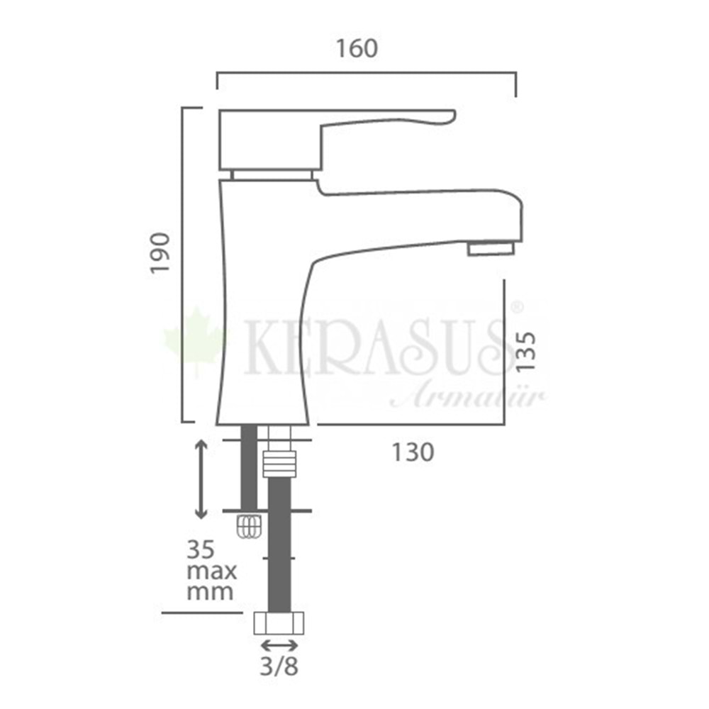 KERASUS ELVİN SERİSİ - MİX LAVABO BATARYASI 35Ø ANTRASİT GRİ