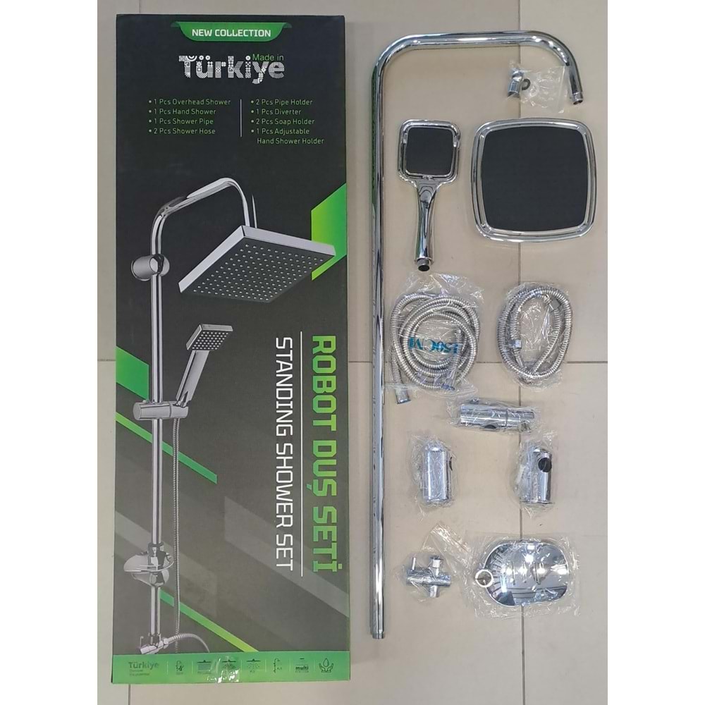 ROBOT DUŞ SETİ - FLAT DUŞ SETİ - MARRAKECH - SİYAH KROM