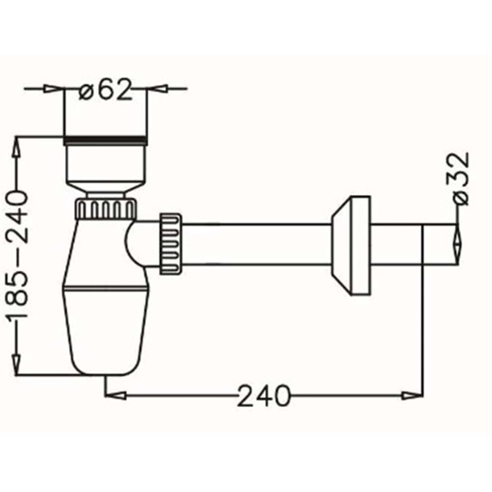 JAPAR PİSUAR SİFONU TASLI Ø 32 LİK ÇIKIŞLI