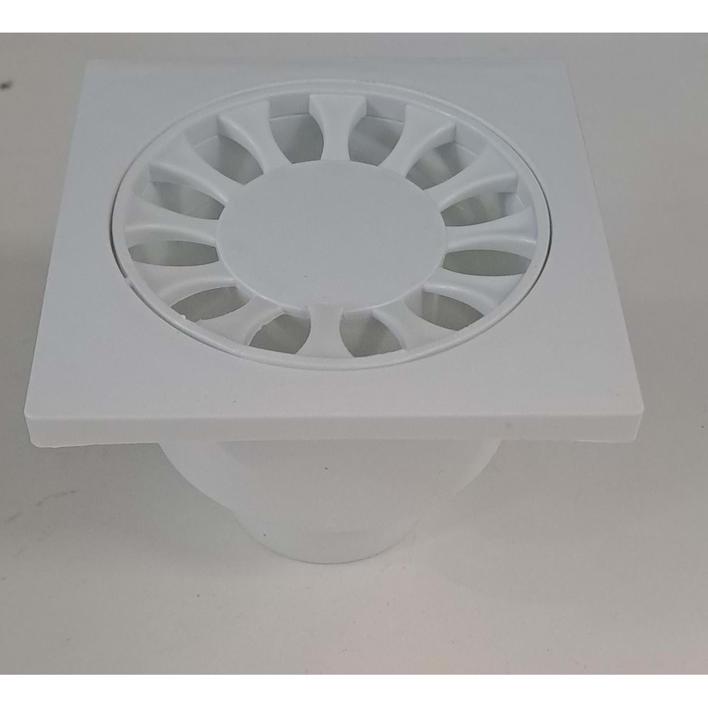BEYAZ YER SÜZGECİ 10 x 10 cm - Ø 50 ALTTAN ÇIKIŞ YER SİFONU