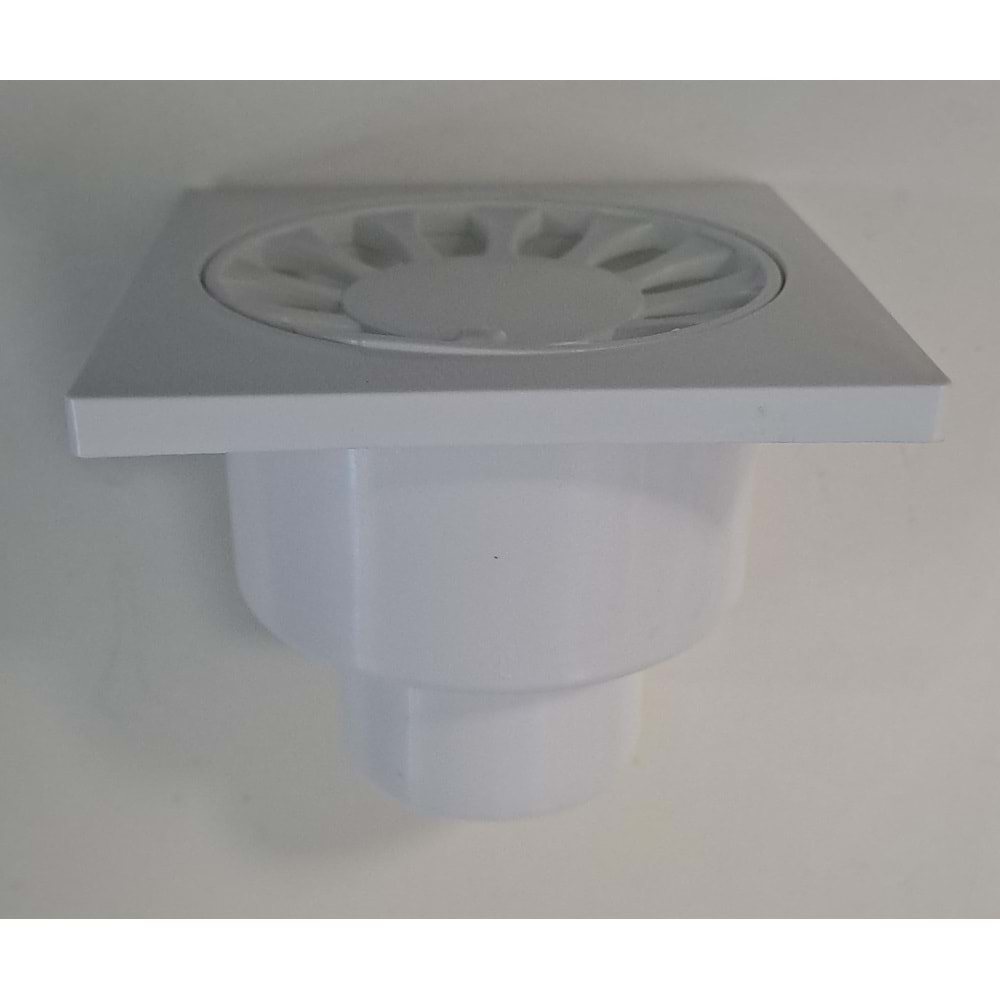 BEYAZ YER SÜZGECİ 10 x 10 cm - Ø 50 ALTTAN ÇIKIŞ YER SİFONU