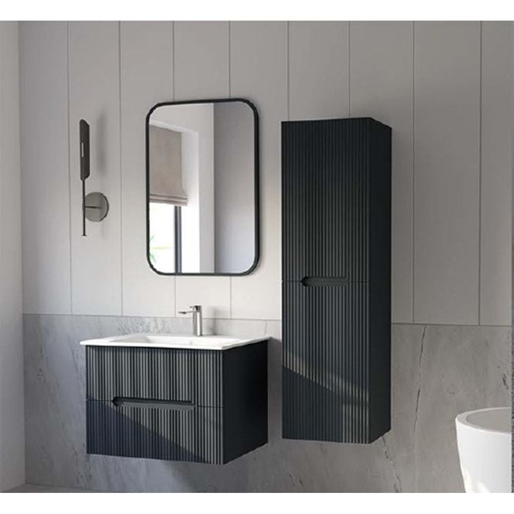 HİLTON BANYO DOLABI - İLYADA BOY DOLABI MAT LAKE ANTRASİT