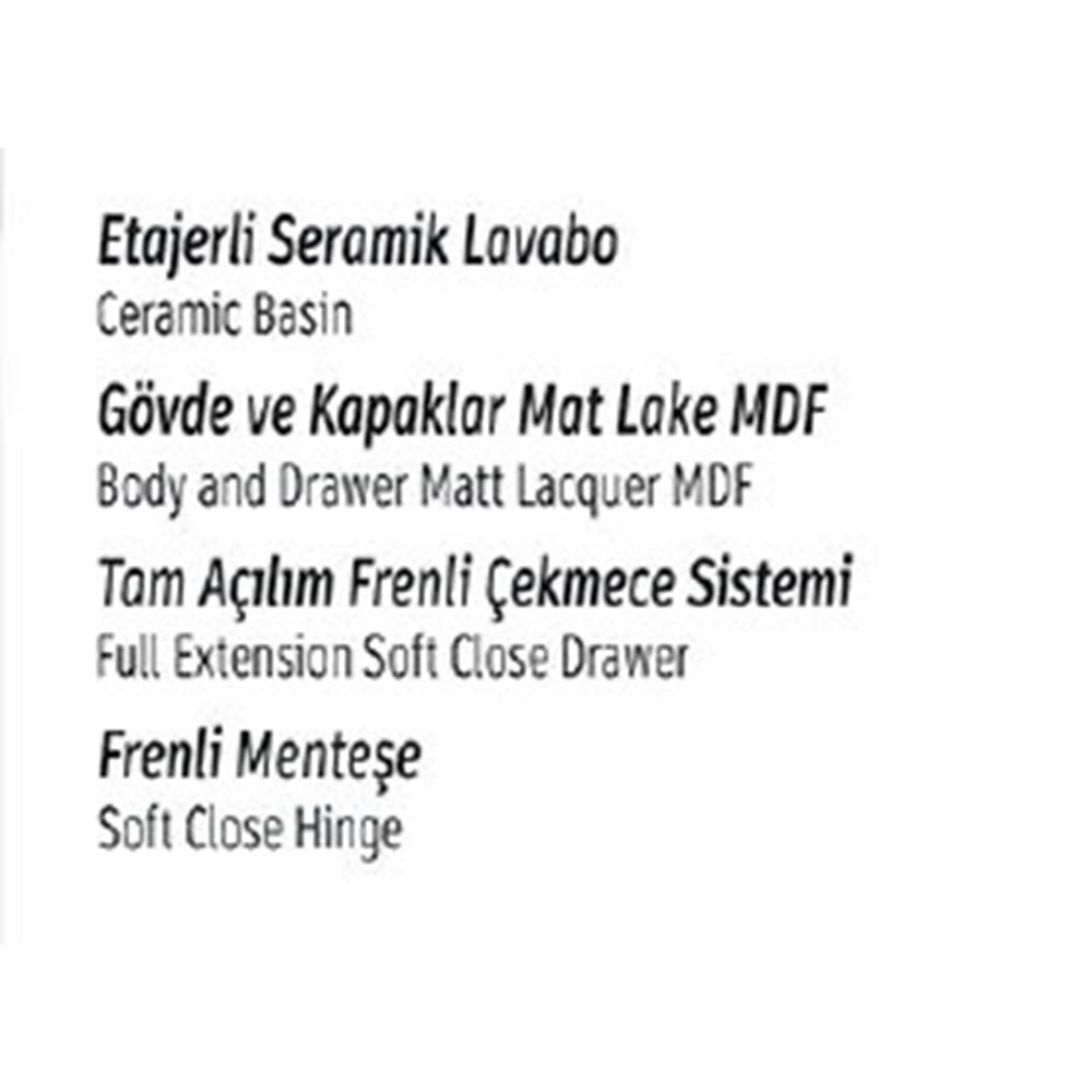 HİLTON BANYO DOLABI - İLYADA 90 MAT LAKE BEYAZ