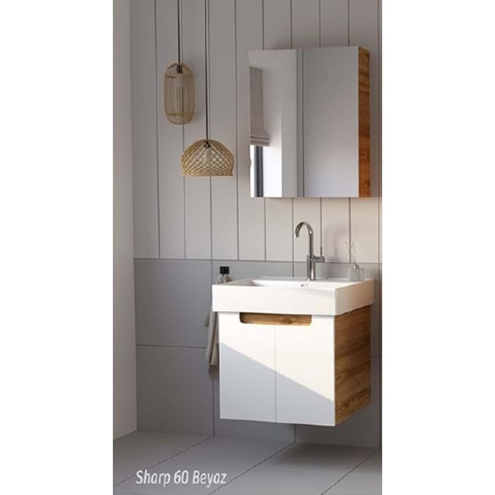 HİLTON BANYO DOLABI - SHARP 60 ROYAL MEŞE / BEYAZ