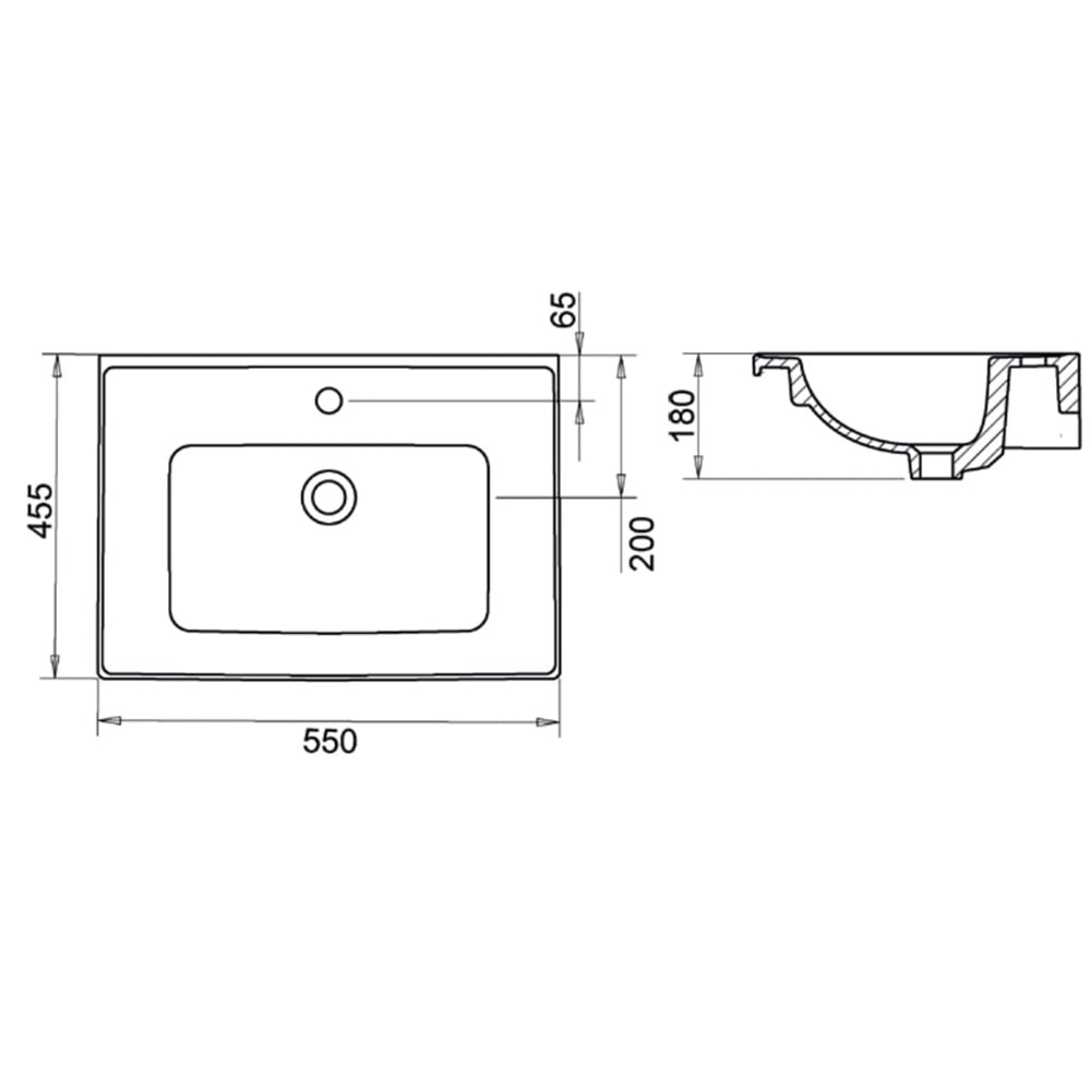 BELLA ETEJERLİ LAVABO 55cm TURAVİT
