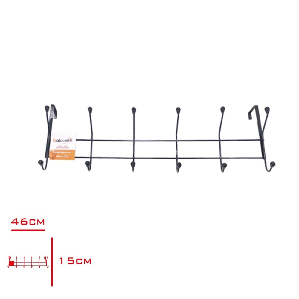 BAL 6 LI PANEL KAPI ARKASI ASKISI BOYALI SİYAH