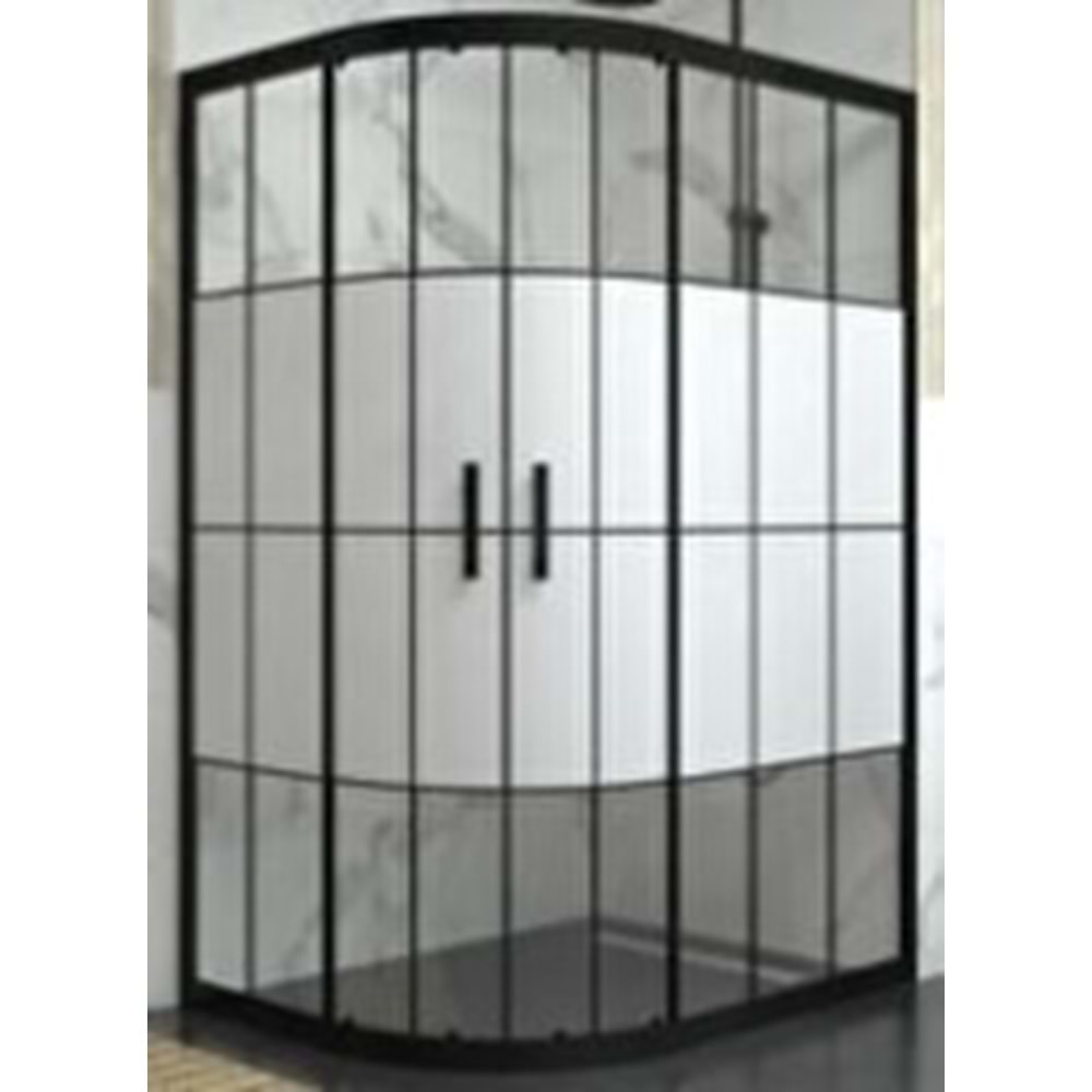 DUŞAKABİN 6mm CAM OVAL 100X100 cm H:190cm - KAROLAJ DESENLİ CAM