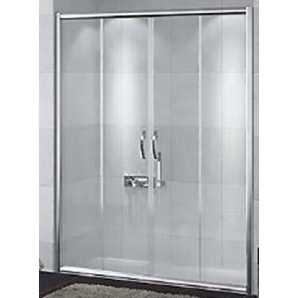 DUŞAKABİN 6mm CAM 2 SABİT 2 ÇALIŞIR 161-180 cm H:190cm - ŞEFFAF