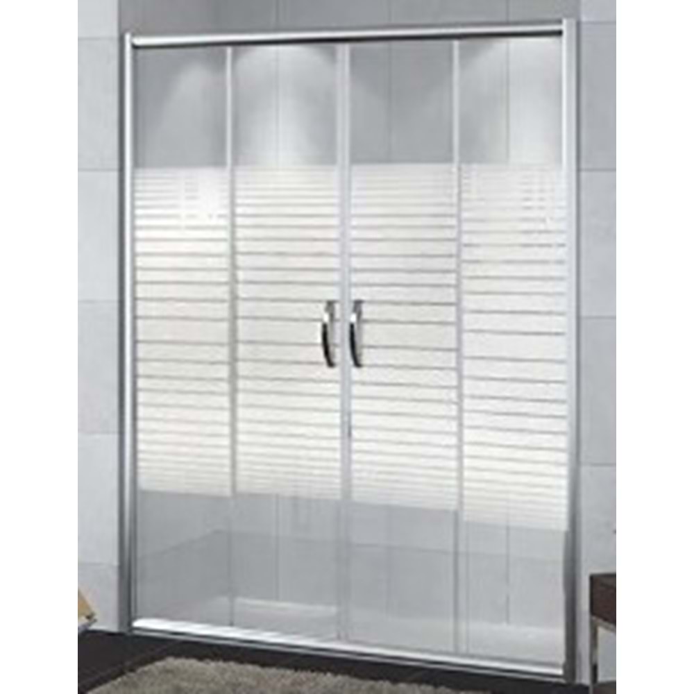 DUŞAKABİN 6mm CAM 2 SABİT 2 ÇALIŞIR 181-200 cm H:190cm - DESENLİ