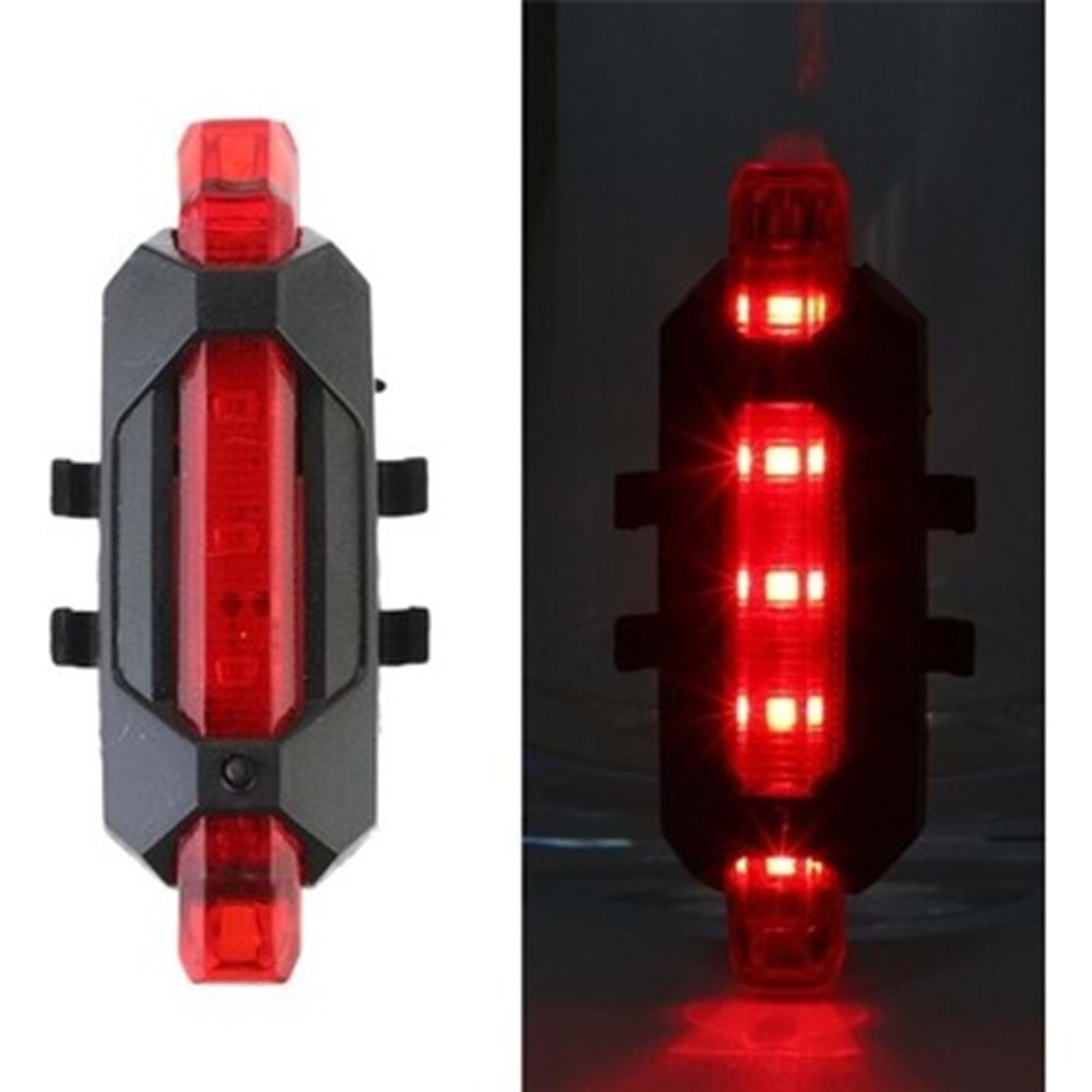 ŞARJLI BİSİKLET IŞIĞI LED ÇOK FONKSİYONLU USB GİRİŞLİ - KIRMIZI
