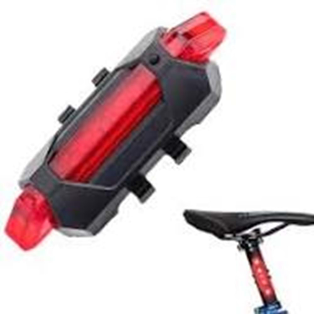 ŞARJLI BİSİKLET IŞIĞI LED ÇOK FONKSİYONLU USB GİRİŞLİ - KIRMIZI
