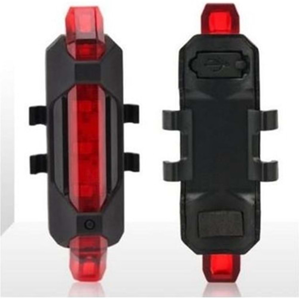 ŞARJLI BİSİKLET IŞIĞI LED ÇOK FONKSİYONLU USB GİRİŞLİ - KIRMIZI