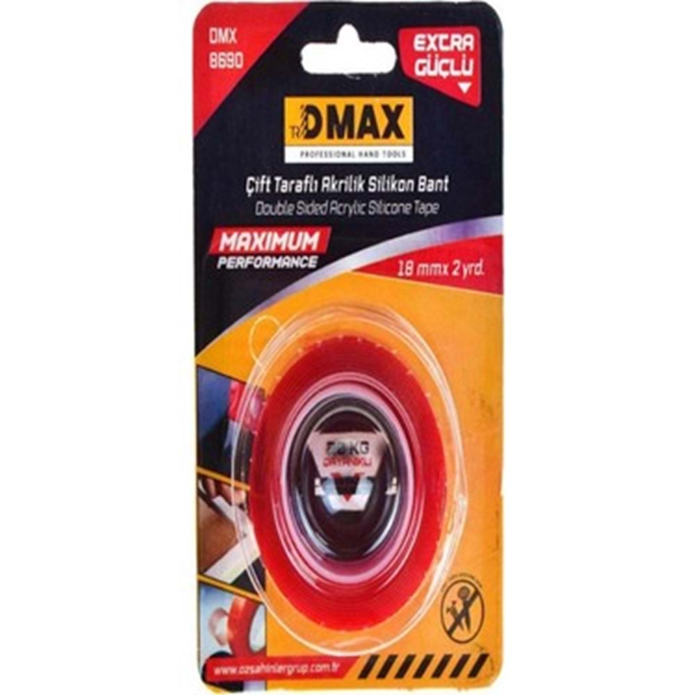 DMAX ÇİFT TARAFLI AKRİLİK SİLİKON BANT 18mm x 2yrd.