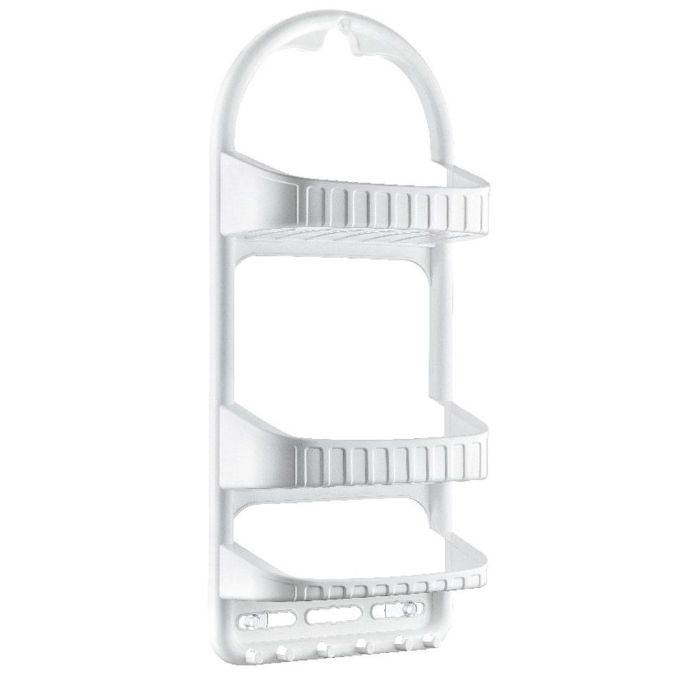 DÜNYA ŞAMPUANLIK 3 LÜ PLASTİK BANYO KÖŞE RAFI ( ASKILI VE VANTUZLU )( 26,5 x 62 x 13 cm )