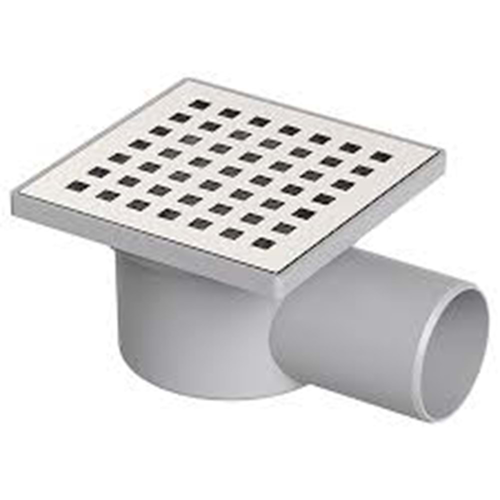 FATEX 10 x 10 cm Ø 50 PLASTİK ÇERÇEVE YANDAN ÇIKIŞ YER SÜZGECİ ( 430 PASLANMAZ SÜZGEÇLİ )