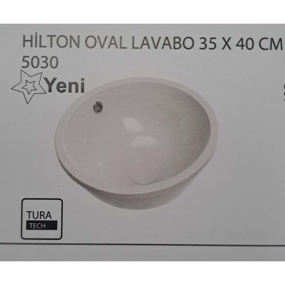 HİLTON OVAL LAVABO 35X40 TURAVİT