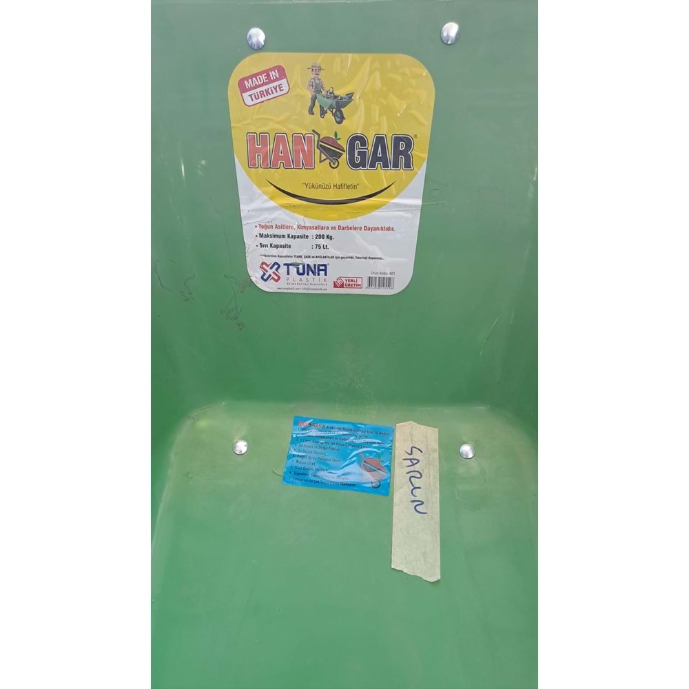 EL ARABASI - HANGAR PLASTİK YEŞİL ( TEKNESİ PLASTİKTİR )