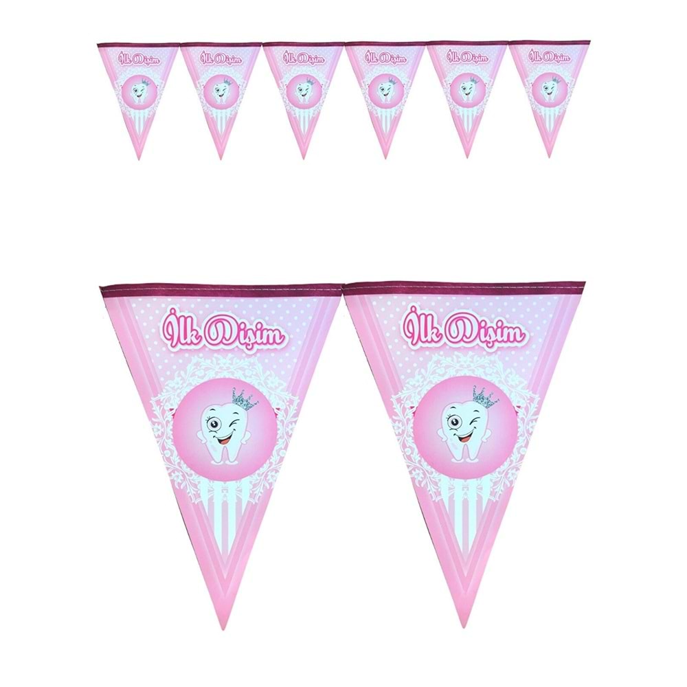 ÜÇKEN TEMALI FLAMA SÜSLER - İLK DİŞİM PEMBE TAÇLI