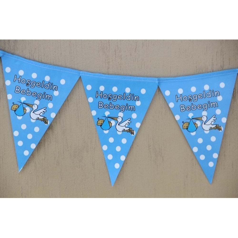 ÜÇKEN TEMALI FLAMA SÜSLER - HOŞGELDİN BEBEĞİM MAVİ