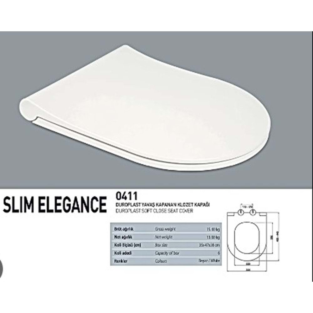 NKP SLİM ELEGANCE KLOZET KAPAĞI - YAVAŞ KAPANAN DUROPLAST 0411