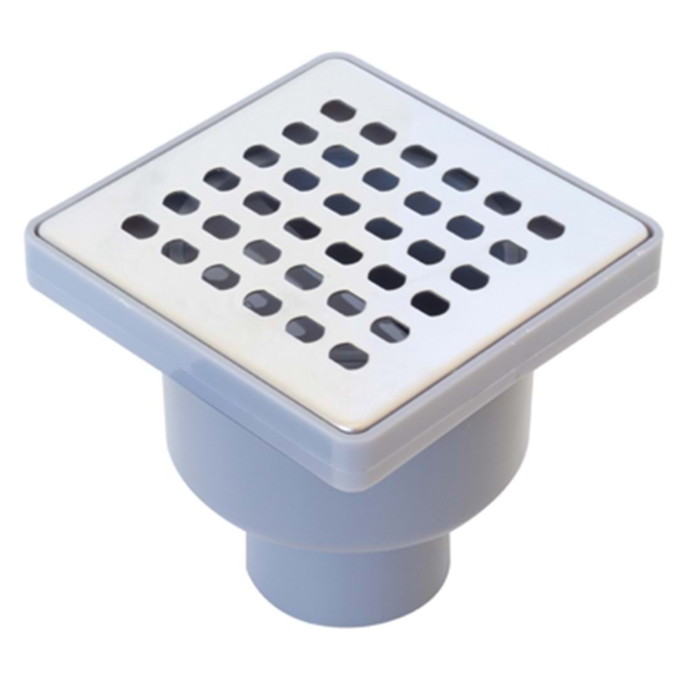 KROM YER SÜZGECİ KLAPELİ 10 x 10 cm Ø 50 PLASTİK ÇERÇEVE ALTTAN ÇIKIŞ YER SİFONU