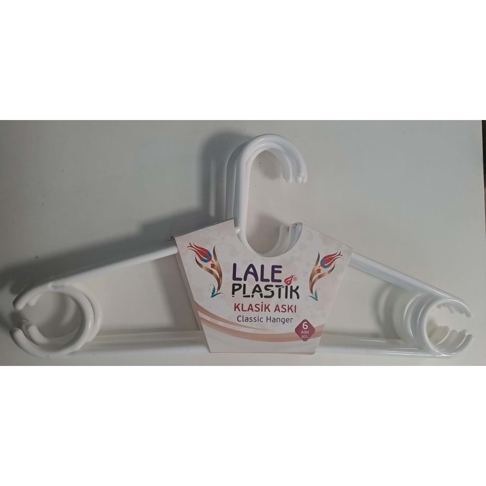LALE PLASTİK ELBİSE ASKISI KLASİK 6 LI KARIŞIK RENKLİ