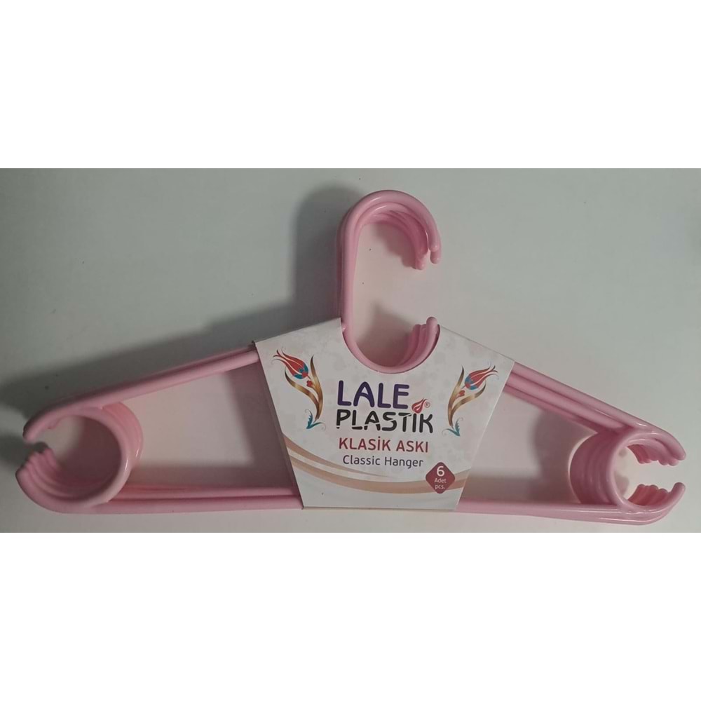 LALE PLASTİK ELBİSE ASKISI KLASİK 6 LI KARIŞIK RENKLİ