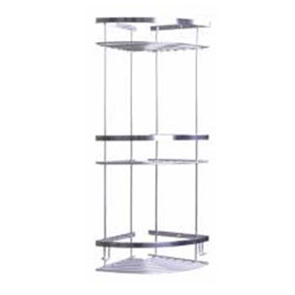 MAXIFLOW KÖŞE RAFI ( SÜNGERLİK ) LAMALI - 304 KROM - ÜÇ KATLI 19x19cm ( 34615 )