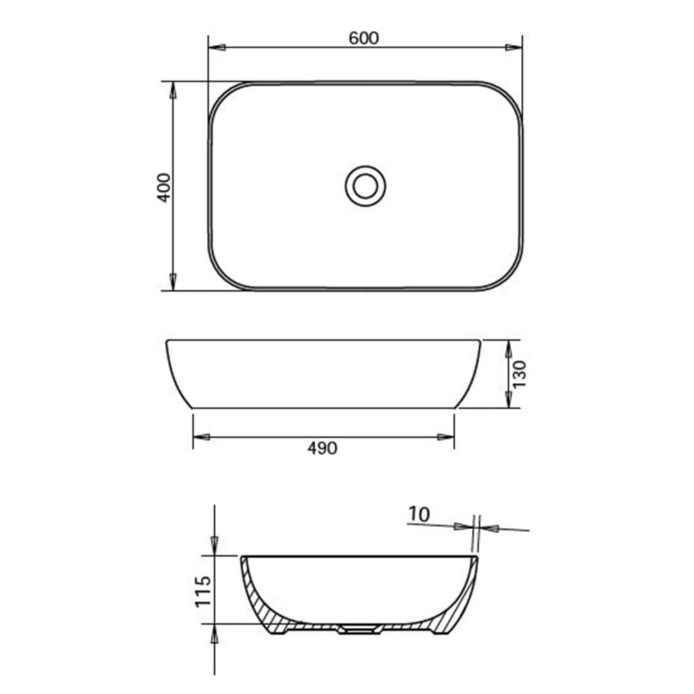 LOFT ÇANAK LAVABO 40X60cm TURAVİT - MAT SİYAH