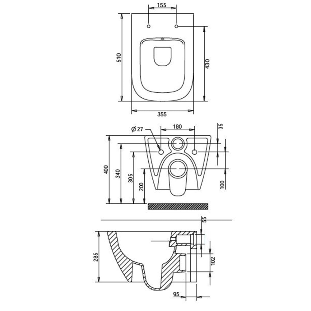 LUNA RİMOUT ASMA KLOZET MİKSER MUSLUKLU TURAVİT