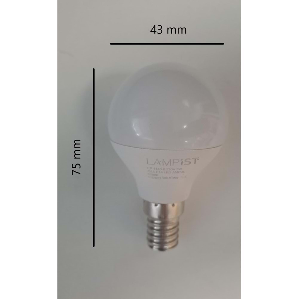 LAMPİST E14 DUY TOP LED AMPUL 5W 580 LM BEYAZ IŞIK 6500K G45