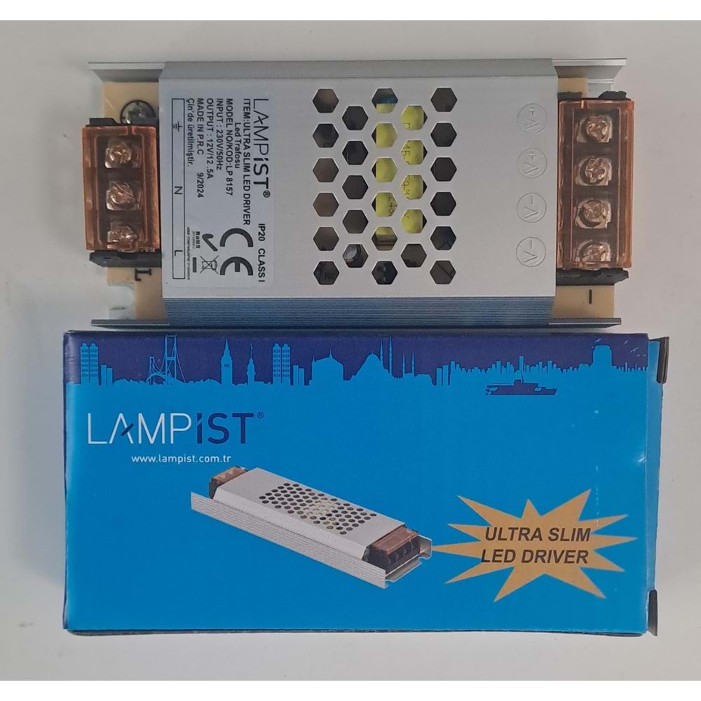 LAMPİST 12.5A ULTRA SLİM LED TRAFOSU 12V IP20