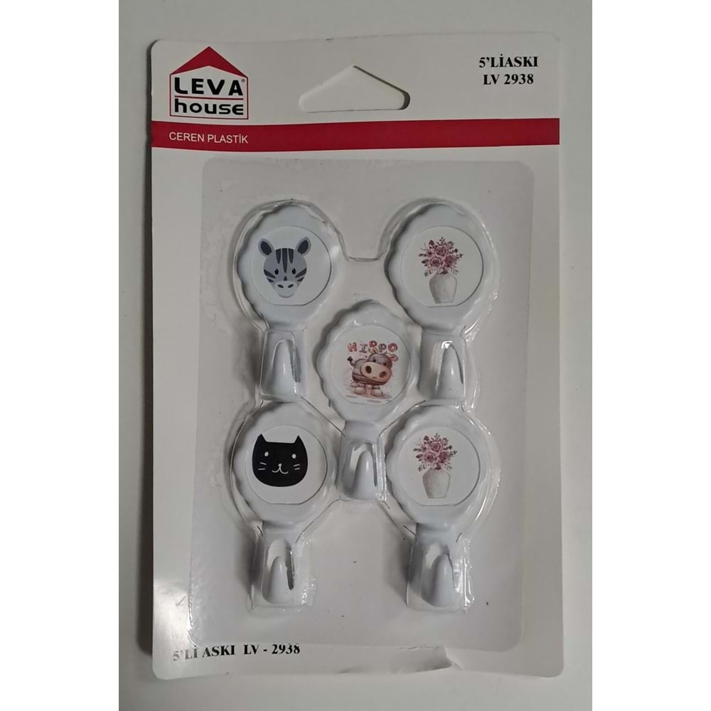 LEVA YAPIŞKANLI ASKI 5 Lİ HANGER LV-2938 ( KARIŞIK DESEN )