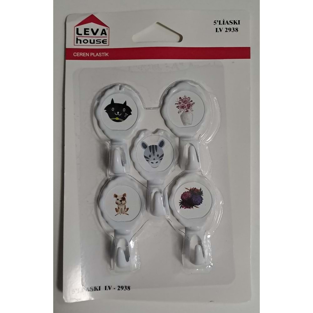 LEVA YAPIŞKANLI ASKI 5 Lİ HANGER LV-2938 ( KARIŞIK DESEN )