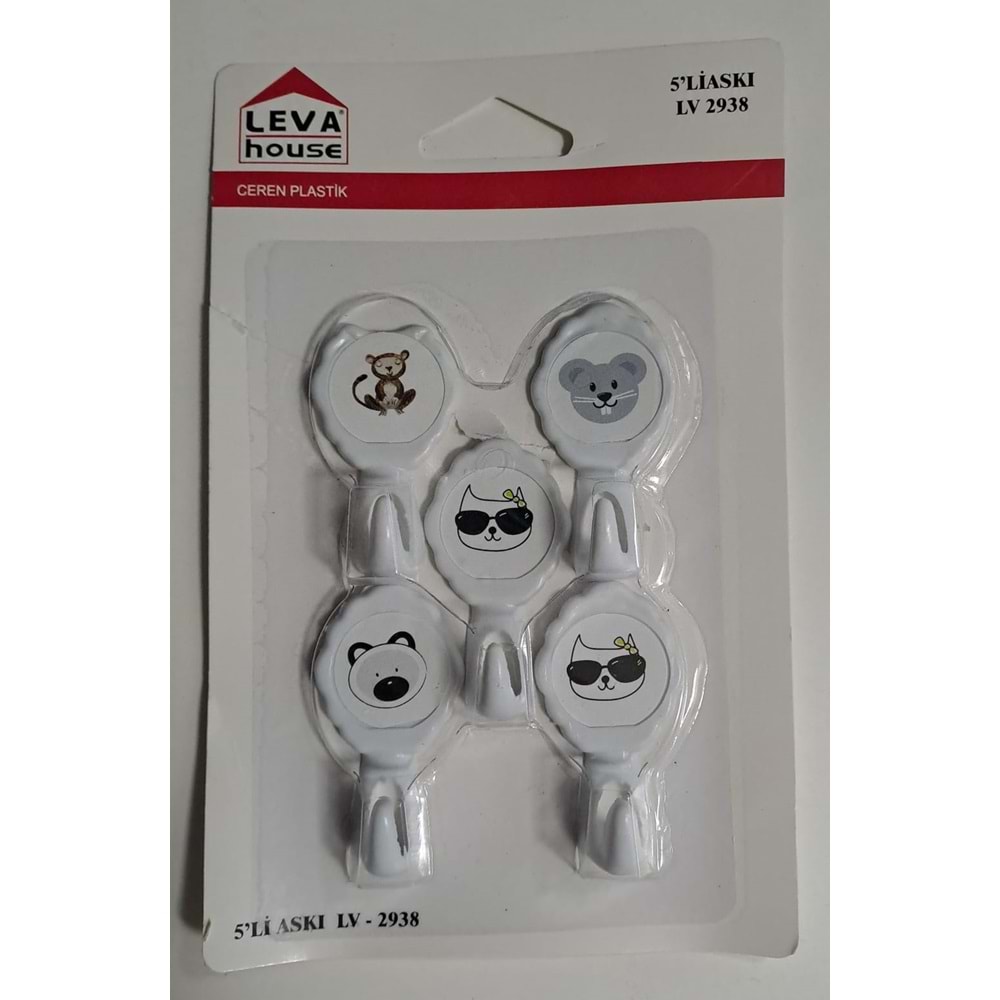 LEVA YAPIŞKANLI ASKI 5 Lİ HANGER LV-2938 ( KARIŞIK DESEN )