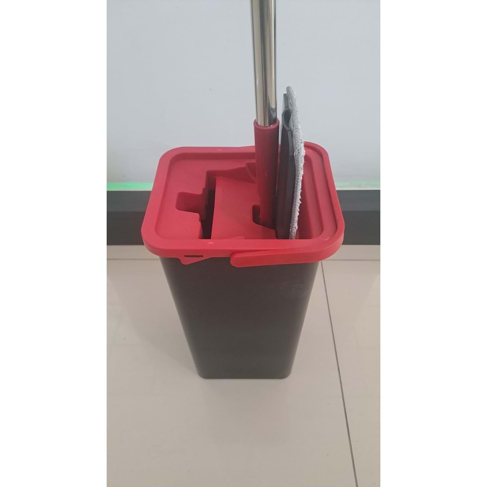BUSE MOP SET TABLET MOP TEMİZLİK SETİ KUTULU 8 LT - KIRMIZI/SİYAH
