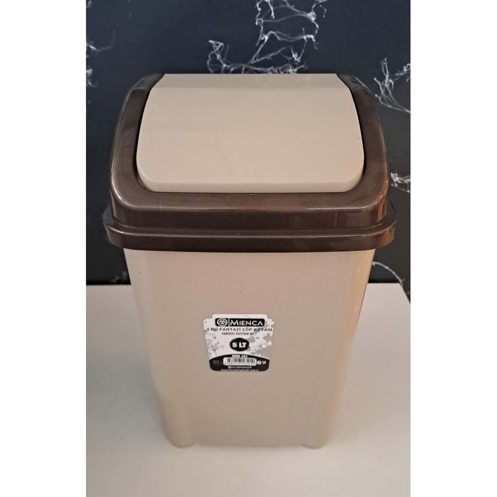 MERDEM PLASTİK MIENCA FANTAZİ ÇÖP KOVASI İTMELİ 5 LT 1 NO