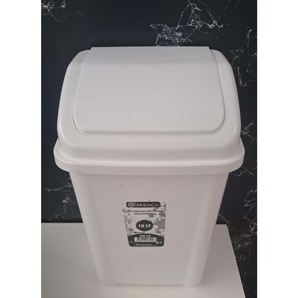 MERDEM PLASTİK MIENCA FANTAZİ ÇÖP KOVASI İTMELİ 10 LT 2 NO ( 235mm x 185mm x 365mm )