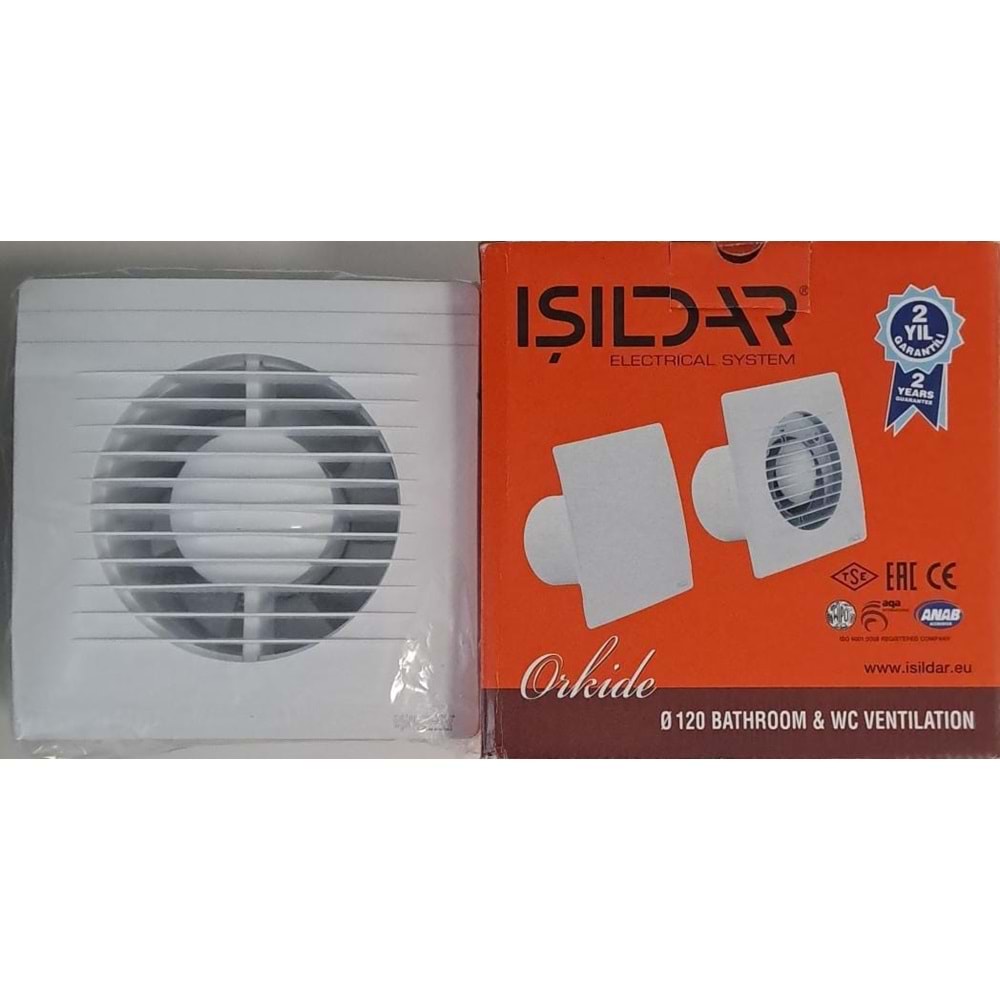 IŞILDAR (ORKİDE ) HAVALANDIRMA FANI / BANYO VE TUVALET ASPİRATÖRÜ 120 LİK