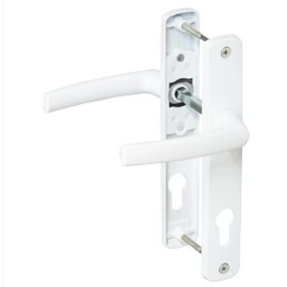 PLASTİK KAPI KOLU BARELLİ 85 EKSEN BEYAZ (ALÜMİNYUM )