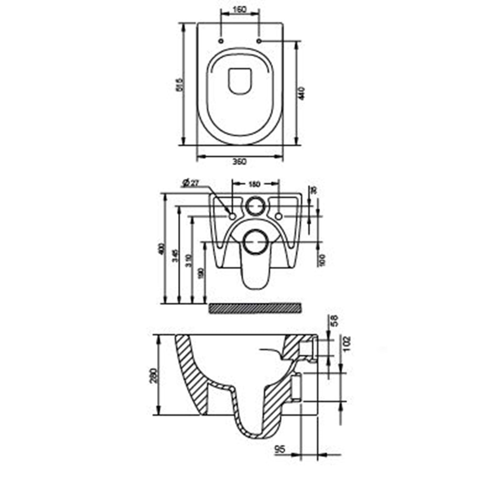RONDO RİMOUT KANALSIZ ASMA KLOZET MİKSER MUSLUKLU (SICAK - SOĞUK )-(GİZ.MON.)TURAVİT