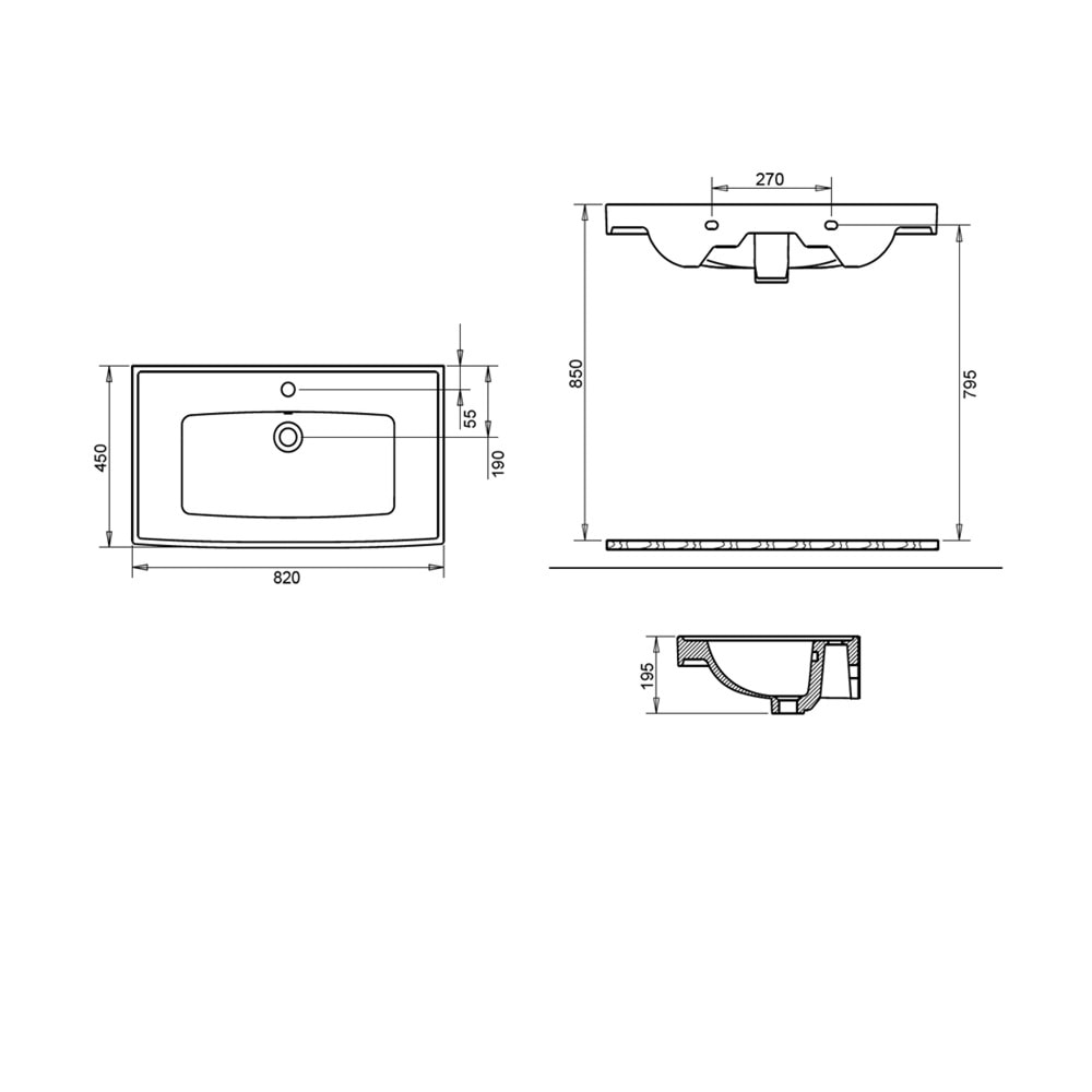 SAFİR ETEJERLİ LAVABO 80cm TURAVİT