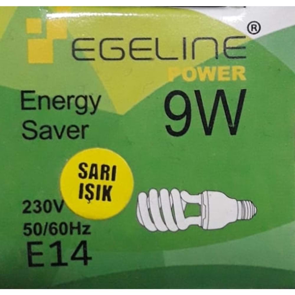 EGELINE TASARRUFLU AMPUL 9W E14 GÜN IŞIĞI
