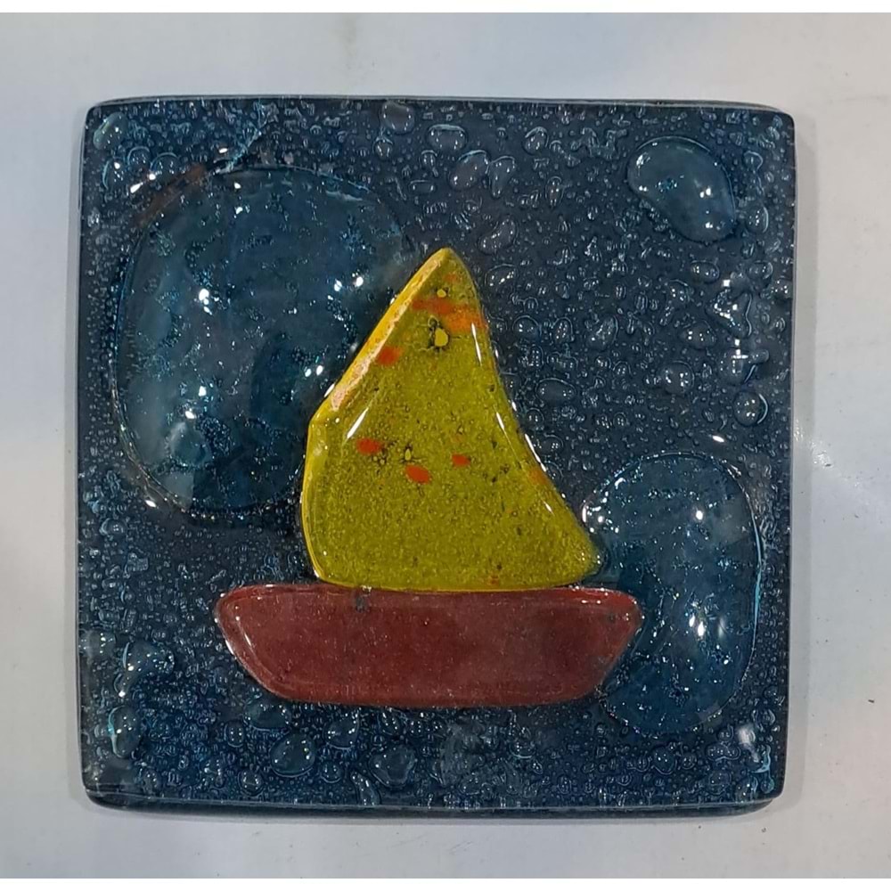 LEVA DEKORATİF CAM BANYO GİDER SÜSÜ ( 10 x 10 cm ) - GEMİ