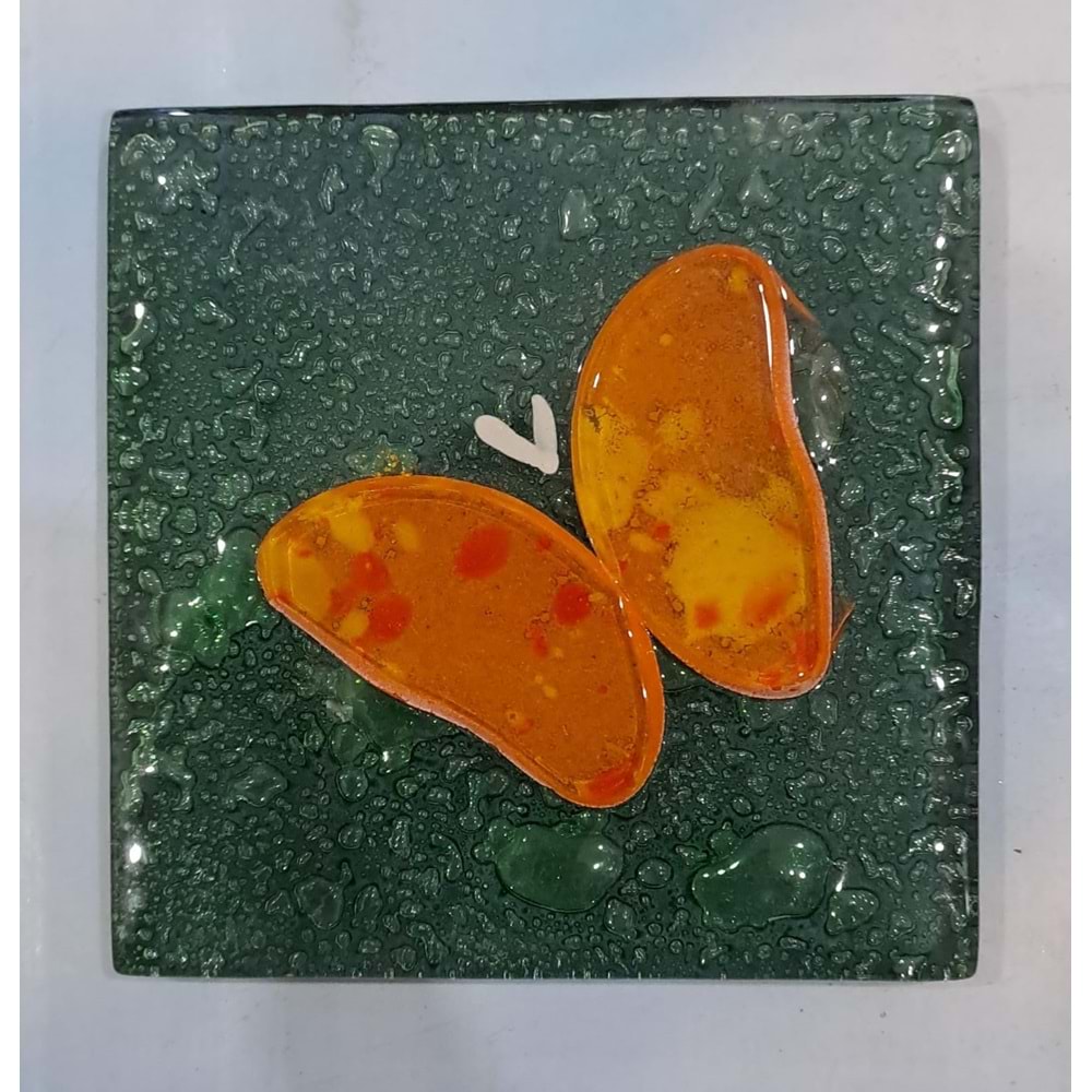 LEVA DEKORATİF CAM BANYO GİDER SÜSÜ ( 10 x 10 cm ) - KELEBEK