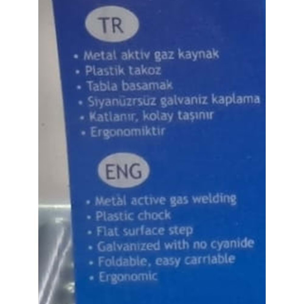 GALVENİZ KAPLAMA MERDİVEN 3+1 BASAMAKLI