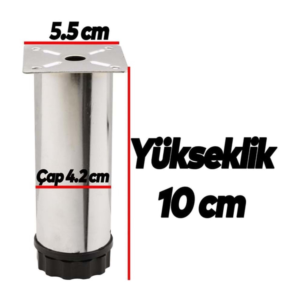METAL BAZA AYAK 10 CM KROM ( 1 ADET FİYATIDIR )