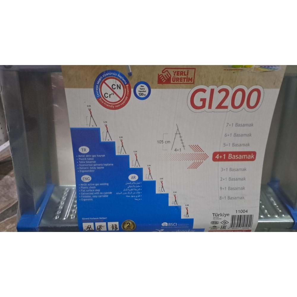 GALVENİZ KAPLAMA MERDİVEN 4+1 BASAMAKLI