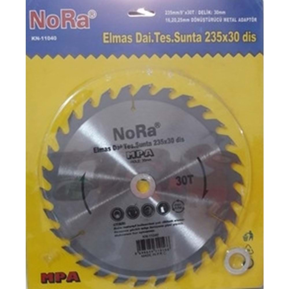 SUNTA - AHŞAP ELMAS DAİRE TESTERE 235 mm x 30 T x 30-25-16 mm ( 30 DİŞ NORA )