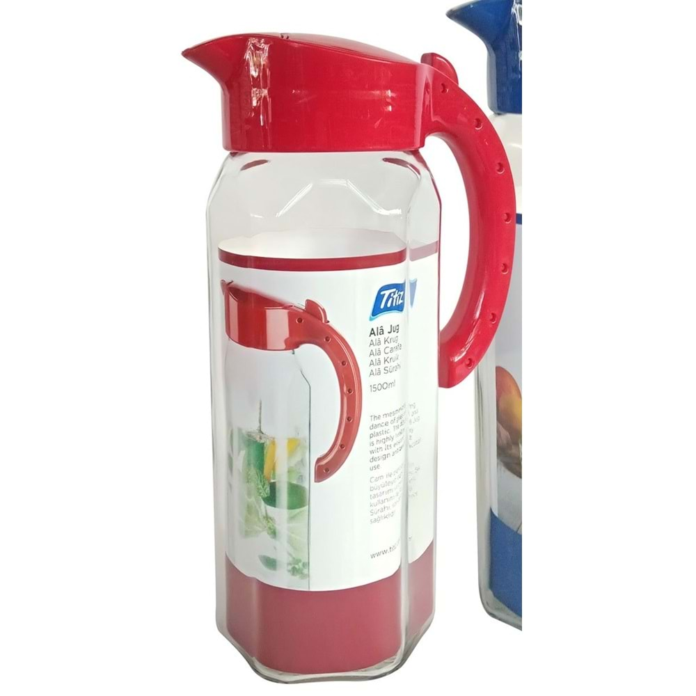 TİTİZ ALA CAM SÜRAHİ 1500 ml KC102 ( 10 x 26 cm ) 1,5 LT